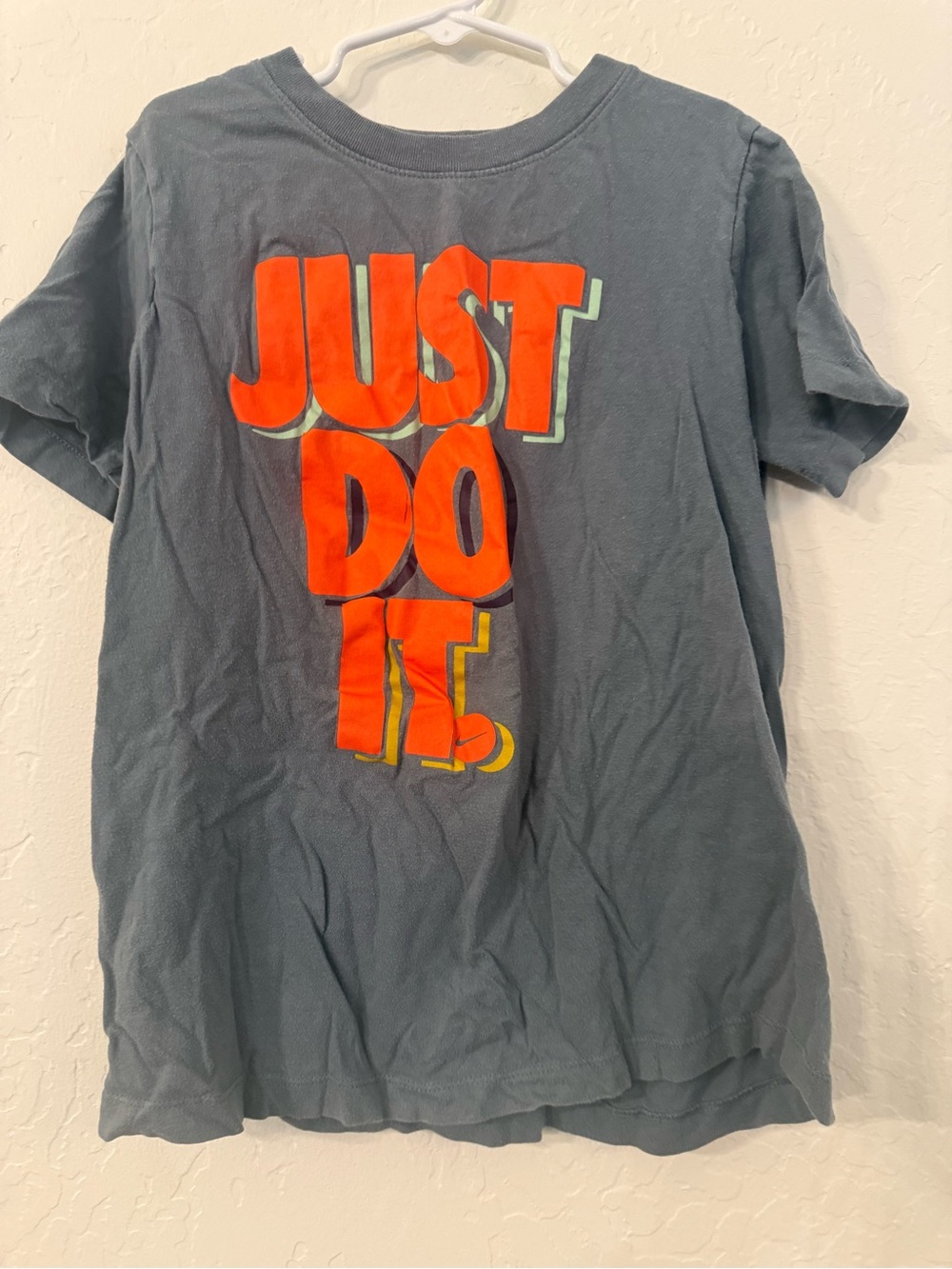 Nike Boy’s Slate Gray Short Sleeve Tee with Orange 'JUST DO IT.' Graphic
